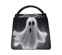 JTKBNVM Borsa termica per il pranzo per donne e uomini, nera e fantasma di Halloween, grande, riutilizzabile, a prova di perdite, borsa per il pranzo per ufficio, lavoro, spiaggia, viaggi, picnic
