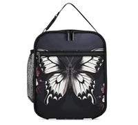 JTKBNVM Borsa termica per il pranzo, per uomini, donne, adulti, con farfalla bianca e nera, piccola borsa per il pranzo per viaggi, ufficio, lavoro, picnic, borsa termica
