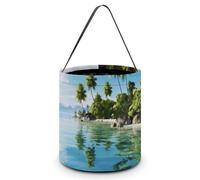 JTKBNVM Borsa tote per Halloween per donne e uomini, bella isola nel mare, sacchetti per caramelle di Halloween, riutilizzabili, secchiello per caramelle, stile, taglia unica