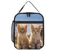 JTKBNVM Due piccoli gatti Lunch Box Lunch Bag Lunch Box per donne uomini Borsa termica per il pranzo Carino Borse per il pranzo per donne Adulto Lunch Box Grande Lunch Box Isolato Lunch Box