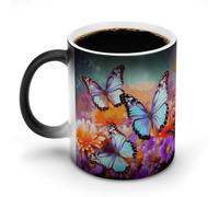 JTKBNVM Fiori Farfalla Colorata Tazza da Caffè Cambiare Colore Tazza di Caffè Tazza di Caffè Divertente Tazza di Caffè Carino Tazze Grande Tazza di Caffè In Ceramica Tazza di Caffè Novità