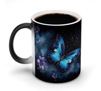 JTKBNVM Galaxy Blue Butterfly tazza da caffè cambia colore tazza tazza da caffè divertente tazza da caffè carino tazza da caffè grande tazza da caffè in ceramica novità tazze da caffè grande tazza da