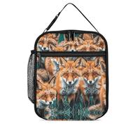 JTKBNVM Many Foxes Lunch Box - Borsa per il pranzo per donne e uomini, borsa termica per il pranzo, graziose borse per il pranzo per donne e adulti, grande scatola per il pranzo isolata