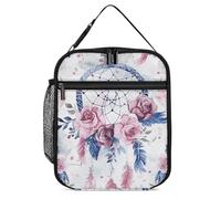 JTKBNVM Peach Dream Catcher Lunch Box Lunch Bag Lunch Box per donne uomini Borsa termica per il pranzo carino borse per il pranzo per donne adulti Lunch Box grande scatola per il pranzo isolata