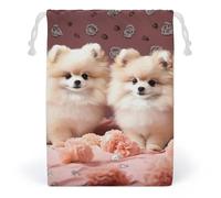 JTKBNVM Pomeranians Cuccioli e Point Borse in mussola di cotone con coulisse Borse regalo con coulisse Borse regalo in tela Borse di Natale Sacchetti regalo in stoffa Sacchetto con coulisse Sacchetti