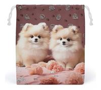 JTKBNVM Pomeranians Cuccioli e Point Borse in mussola di cotone con coulisse Borse regalo con coulisse Borse regalo in tela Borse di Natale Sacchetti regalo in stoffa Sacchetto con coulisse Sacchetti
