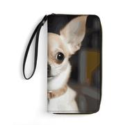 JTKBNVM Portafoglio in pelle per lavoro Carino Chihuahua Portafoglio Donna Grande Capacità Zip Portafoglio Porta Telefono Frizione Borsa Da Viaggio Polso Porta Carte di Credito, stile, 19,8 x 10,4 x