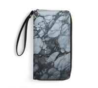 JTKBNVM Portafoglio in pelle per lavoro nero strutturato marmo donna portafoglio grande capacità zip portafoglio porta telefono pochette borsa da viaggio portafoglio porta carte di credito, stile