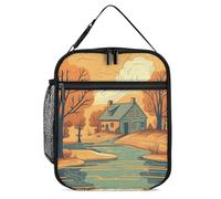 JTKBNVM River in Front of House Lunch Box Borsa per il pranzo per donne Uomini Borsa termica per il pranzo Borsa per il pranzo Carine Borse per il pranzo per donne Adulto Lunch Box Grande Scatola per
