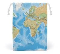 JTKBNVM Sacchetti in mussola con mappa del mondo, in cotone, con coulisse, sacchetti regalo in tela, sacchetti regalo di Natale, sacchetti con coulisse, sacchetti per gioielli, sacchetti con coulisse