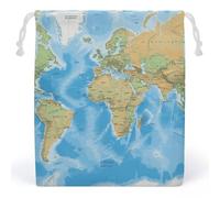 JTKBNVM Sacchetti in mussola con mappa del mondo, in cotone, con coulisse, sacchetti regalo in tela, sacchetti di Natale, sacchetti regalo con coulisse, sacchetti per gioielli, sacchetti con coulisse