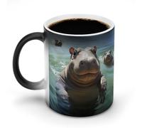 JTKBNVM Simpatico ippopotamo tazza da caffè cambia colore tazza da caffè divertente tazza da caffè carino tazza da caffè grande tazza da caffè in ceramica novità tazze da caffè grande tazza da caffè