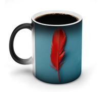 JTKBNVM Una piuma rossa tazza da caffè cambia colore tazza tazza da caffè divertente tazza da caffè carino tazza da caffè grande tazza da caffè in ceramica novità tazze da caffè grande tazza da caffè