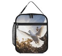 JTKBNVM White Dove Flying in The Sun Lunch Box Borsa per il pranzo per donne e uomini Borsa termica per il pranzo Carine Borse per il pranzo per donne Adulto Lunch Box Grande Contenitore per il pranzo
