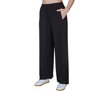 JTKDL Pantaloni Tai Chi Donna e Uomo Primavera e Estate Ghiaccio Seta Arti Marziali Allenamento Lanterne Pantaloni Tai Chi Pratica Abbigliamento Tai Chi,Black-Large
