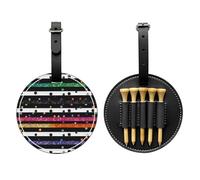 JTKREZ Borsa per tee da golf con 3 stampe in bianco e nero con glitter arcobaleno a pois, in pelle PU, per golfisti, uomini e donne, nero