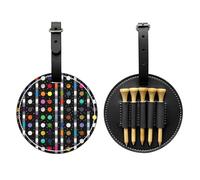 JTKREZ Borsa per tee da golf con 4 stampe in bianco e nero con glitter arcobaleno a pois, in pelle PU, per golfisti, uomini e donne, nero