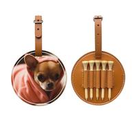 JTKREZ Borsa per tee da golf con stampa di chihuahua depresso, in pelle PU, per golfisti, uomini e donne, marrone