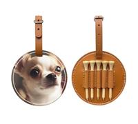 JTKREZ Borsa per tee da golf con stampa di chihuahua, in pelle PU, per golfisti, uomini e donne, marrone