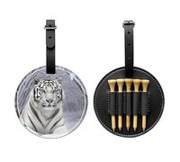 JTKREZ Borsa per tee da golf con stampa tigre bianca sulla neve, in pelle PU, per golfisti, uomini e donne, nero
