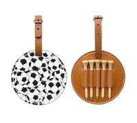 JTKREZ Borsa per tee da golf in pelle PU con motivo stampato a palloni da calcio in bianco e nero, per uomini e donne, marrone
