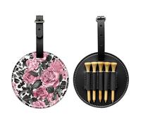 JTKREZ Borsa per tee da golf in pelle PU con stampa leopardata con motivo leopardato carino rosa per golfisti, uomini e donne, nero