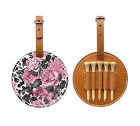 JTKREZ Borsa per tee da golf in pelle PU con stampa leopardata con motivo leopardato carino rosa per golfisti, uomini e donne, marrone