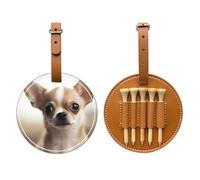 JTKREZ Divertente borsa per tee da golf con stampa chihuahua, in pelle PU, per golfisti, uomini e donne, marrone