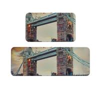 JTKREZ Set di 2 tappetini da cucina con stampa storica Old Tower Bridge di Londra, antiscivolo, assorbenti, per feste, casa, cucina, ufficio