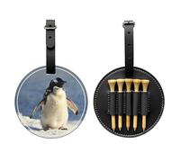 JTKREZ Simpatico pinguino stampato porta tee da golf in pelle PU borsa per golf uomo donna nero