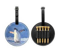 JTKREZ Simpatico pinguino stampato porta tee da golf in pelle PU borsa per golf uomo donna nero