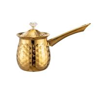 JTKSSCS caffettiera turca Caffettiera turca versatile realizzata a mano con manico stabile e coperchio in acciaio inossidabile(Gold-400ml)