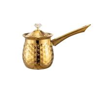 JTKSSCS caffettiera turca Caffettiera turca versatile realizzata a mano con manico stabile e coperchio in acciaio inossidabile(Gold-200ml)