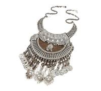 JTKSSCS Collane Donna Particolari Ethnic Style Vintage Metal Queen Coins Tassel Necklace Women's Party Banquet Jewelry Accessories(Color-18)