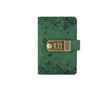 JTKSSCS Diario Con Lucchetto Diario A7 da 240 pagine Libro con password con blocco note Blocco note di cancelleria di piccole dimensioni Quaderni e quaderni Planner Quaderni retrò(Green)