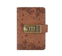 JTKSSCS Diario Con Lucchetto Diario A7 da 240 pagine Libro con password con blocco note Blocco note di cancelleria di piccole dimensioni Quaderni e quaderni Planner Quaderni retrò(Brown)