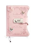 JTKSSCS Diario Con Lucchetto Ragazza letteraria Cuore Farfalla Blocco password Notebook Diario segreto for ragazze con pendente PU Squisito blocco note for studenti Libro da ufficio(Pink-Rose Garden)