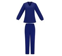JTKSSCS Divisa Sanitaria Donna Uniforme Chirurgica da Donna, Autunno Inverno, Tinta Unita, Scollo A V, Manica Lunga, Camicetta Infermiera, Salone di Bellezza(Blue2,S)