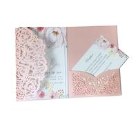 JTKSSCS Inviti Matrimonio 10 Pezzi Laser Rose Red Invito a Nozze for Festa di Compleanno(Pink,Outside Cover Only)
