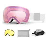 JTKSSCS Maschera Sci Ski Goggles Men Women Anti-fog Eyewear Snow Glasses Adult Snowboard Goggle with Night Yellow Lens and Case Set(Sakula set)