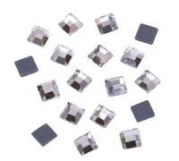 JTKSSCS Strass Termoadesivi per Tessuti Strass termoadesivi Quadrati Trasparenti termoadesivi su Cristalli con Retro Piatto(50PCS_5MM)
