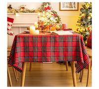JTKSSCS Tovaglia Natale Green Plaid Christmas Tablecloth, Tartan Table Cloth Decorations, Winter Holiday Tablecloths For Rectangle Tables Parties Dining(Checker Pattern 1,140x260cm)