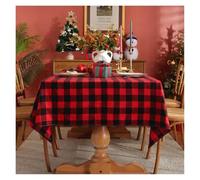 JTKSSCS Tovaglia Natale Green Plaid Christmas Tablecloth, Tartan Table Cloth Decorations, Winter Holiday Tablecloths For Rectangle Tables Parties Dining(Checker Pattern 6,140x180cm)