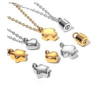 JTKSSCS Urna Collane per Ceneri Mini collana in acciaio inossidabile con ciondolo a forma di cuore/croce/stella/lucchetto urna crematoria/braccialetto, gioielli commemorativi(Padlock Silver Chain)