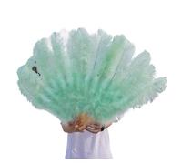 JTKSSCS Ventaglio di Danza Piuma 1/2 pz Ventaglio di Piume Naturali 100/130 cm Pieghevole a Mano Decora la Festa Halloween Danza del Ventre(Mint Green,Small Fan 2pc)