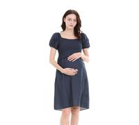 JTKSSCS Vestito Premaman Estivo Abiti Premaman, Maniche A Sbuffo, Abito da Allattamento, Scollo Quadrato, Abito Premaman, Gonna, Abiti for La Gravidanza(Blue,XL)