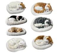 JTLB Giocattolo Realistico per Gatti Che Dormono, Bambola di Peluche per Gatti Che Respira con Cuscino, Morbido Peluche per Bambini, Decorazioni per la Casa, Modello Didattico e R (#6)