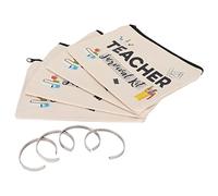 JTLB Regali di Apprezzamento per gli Insegnanti, 4 Bracciali in Acciaio Inossidabile e 4 Borse per Trucchi in Cotone con Design a Cerniera, per gli Insegnanti nel Giorno del Ringr