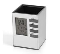 JTLB Sveglio multifunzione, schermo LCD digitale a LED con temperatura, porta penna per sveglia, con luce notturna a LED, indicatore di temperatura, portapenne, funzionamento silenzioso per il meglio