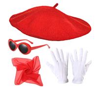 JTMKYO 1 set da travestimento, berretto, sciarpa di seta, occhiali, guanti, abito da ballo, accessori di abbigliamento retrò, cosplay, feste, accessori da travestimento per compleanni